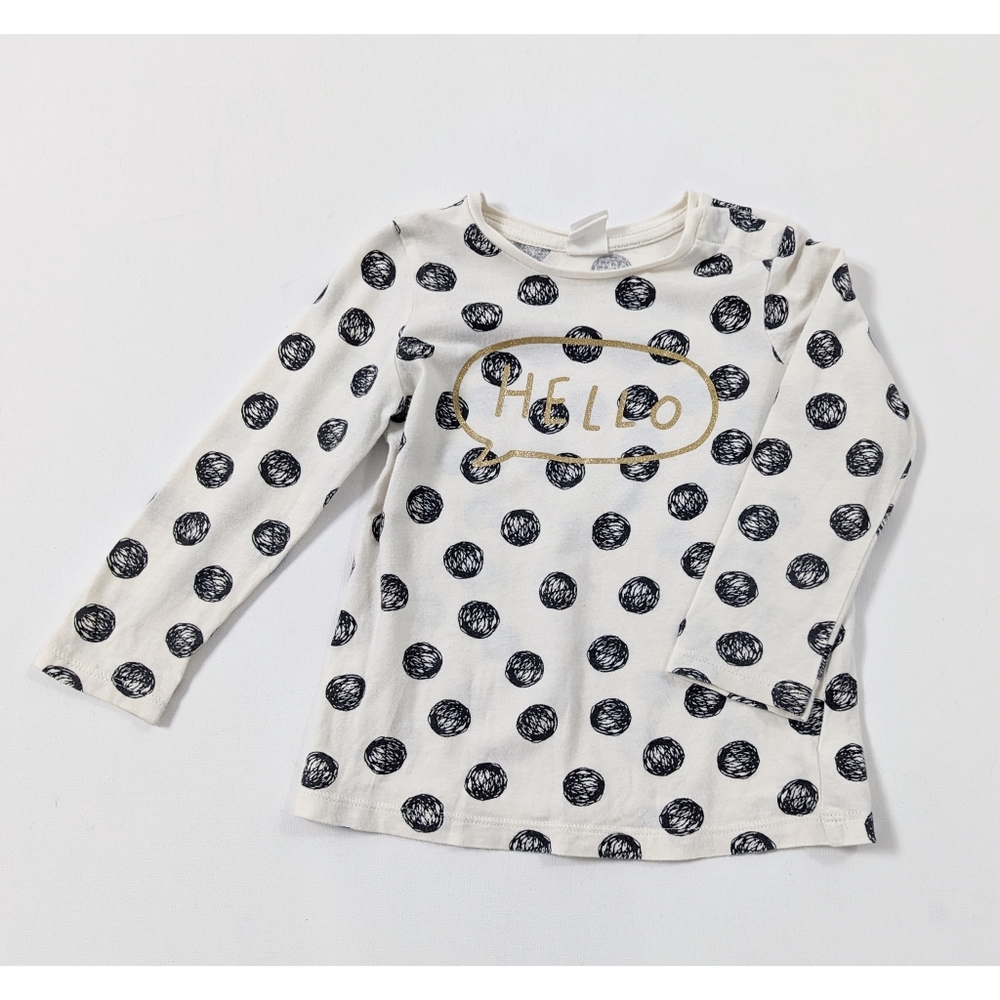 H&M Shirt with the word HELLO in a gold glittery font Girl's Size 1.5-2 Years